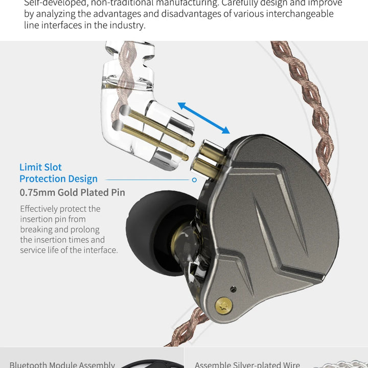 KZ ZSN PRO — Hybrid HiFi In-Ear Earphones (1BA+1DD)