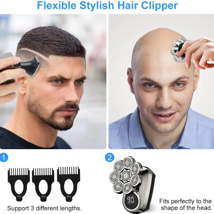 6-in-1 Men's Electric Razor – LED Grooming Kit for Smooth Bald Shaves