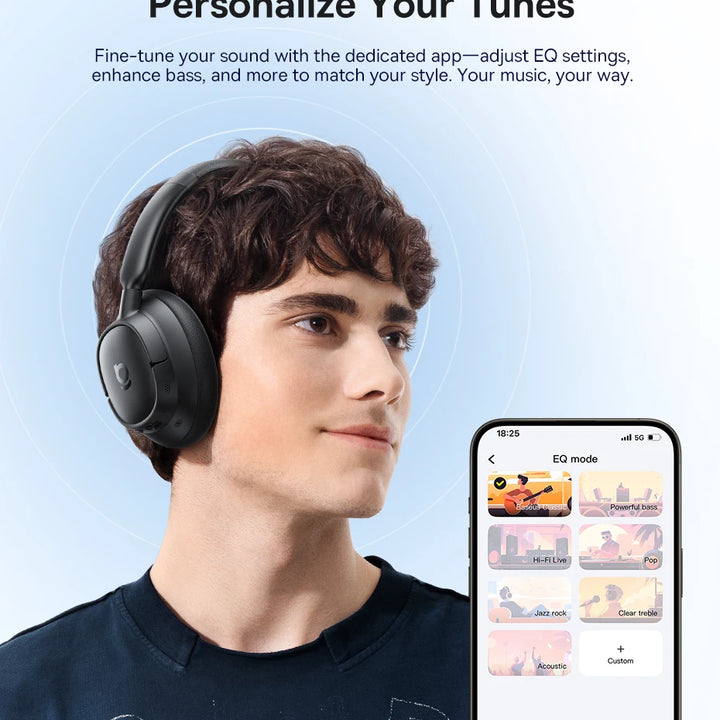 Baseus Bowie H1s Wireless Headphones – Bluetooth 5.4 | 46dB ANC & Hi-Res Audio