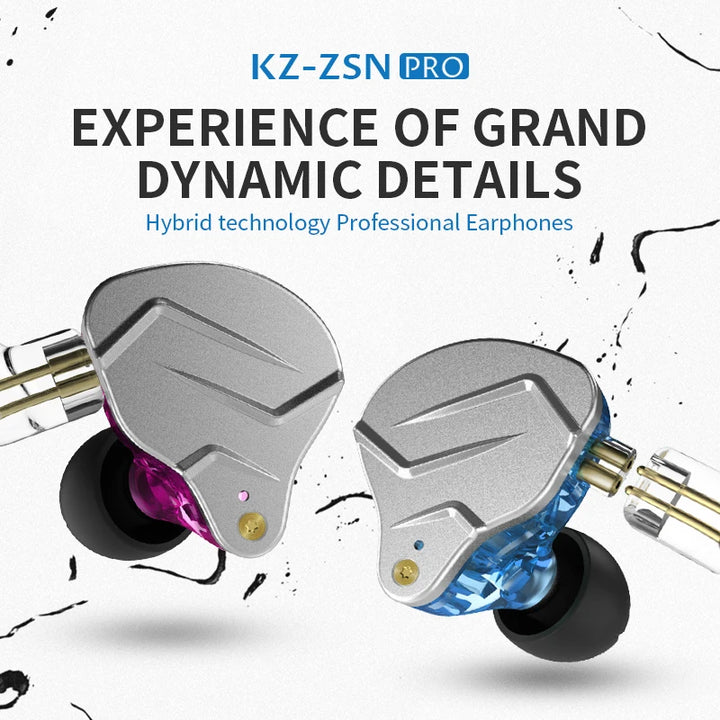 KZ ZSN PRO — Hybrid HiFi In-Ear Earphones (1BA+1DD)