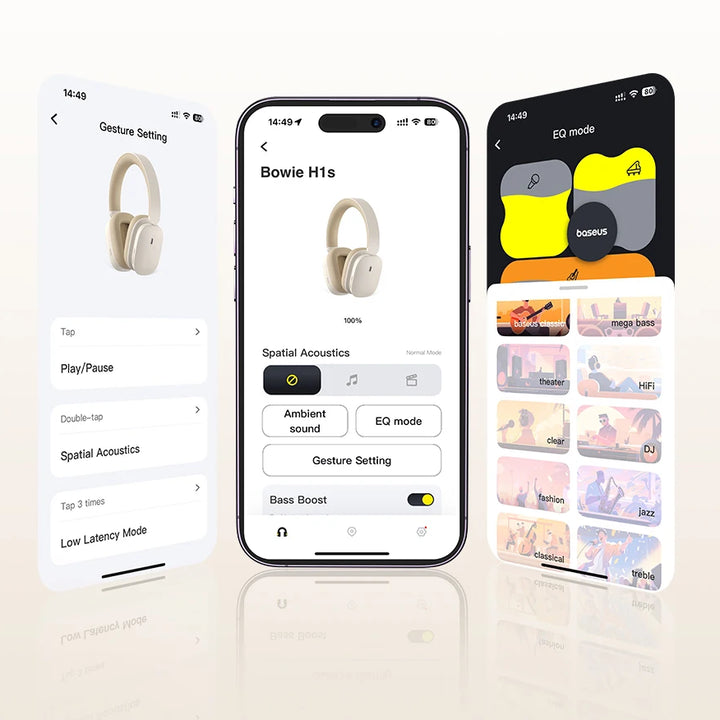 Baseus Bowie H1s Wireless Headphones – Bluetooth 5.4 | 46dB ANC & Hi-Res Audio