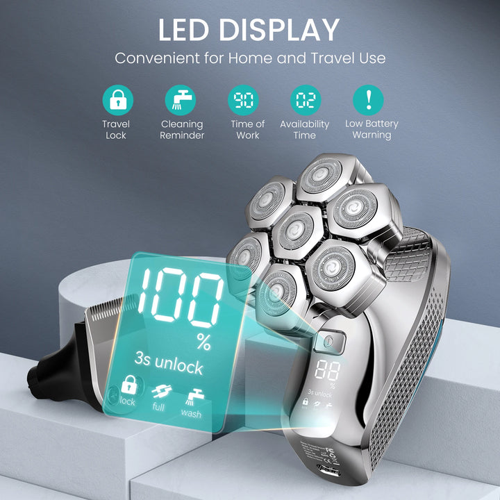 Kensen S18 Rechargeable Head Shaver – Smooth, Comfortable 5-in-1 Grooming