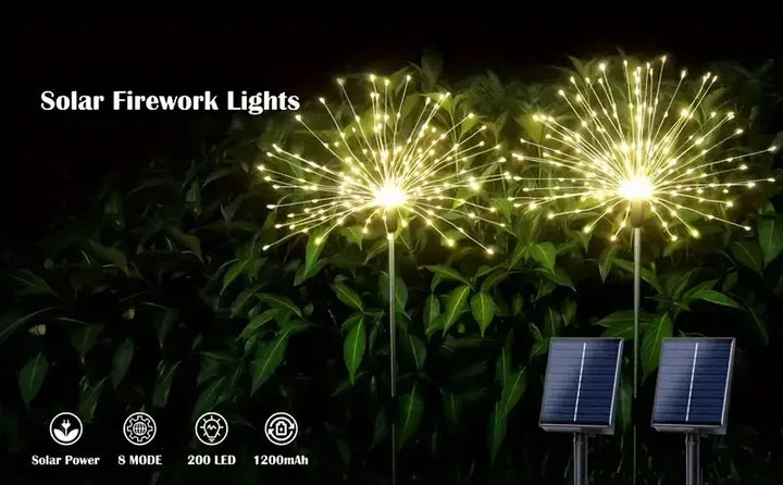 Solar Fireworks Lights — 200 LEDs Outdoor Garden Glow