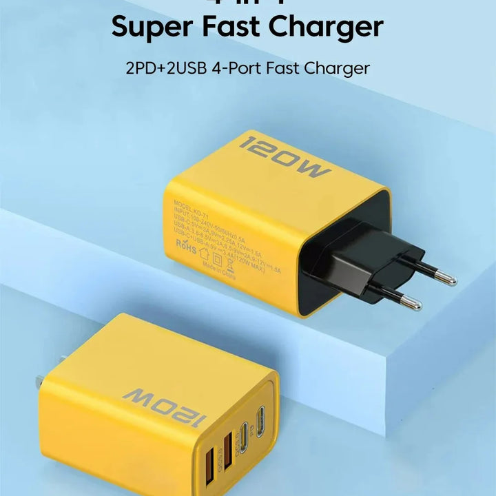 120W Fast Charger – 4-Port USB & Type-C Power Hub for All Devices