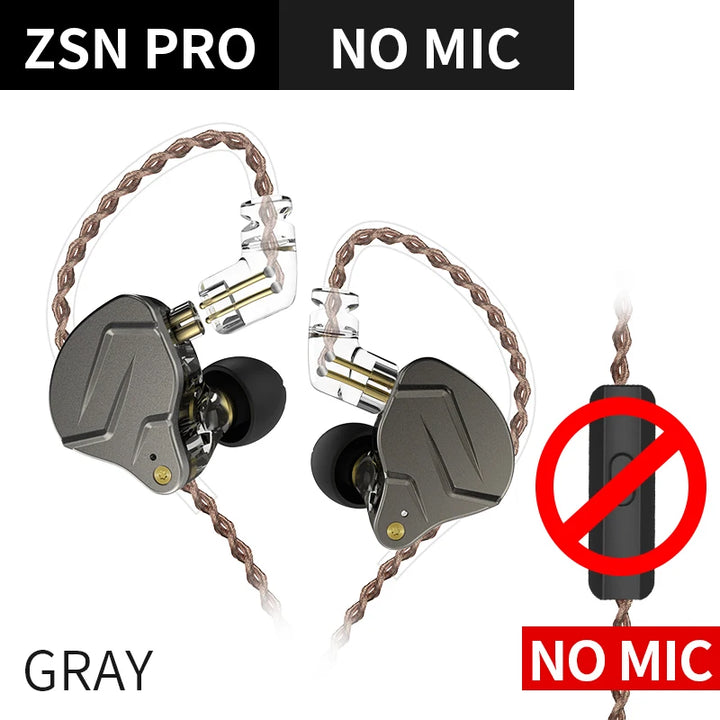 KZ ZSN PRO — Hybrid HiFi In-Ear Earphones (1BA+1DD)