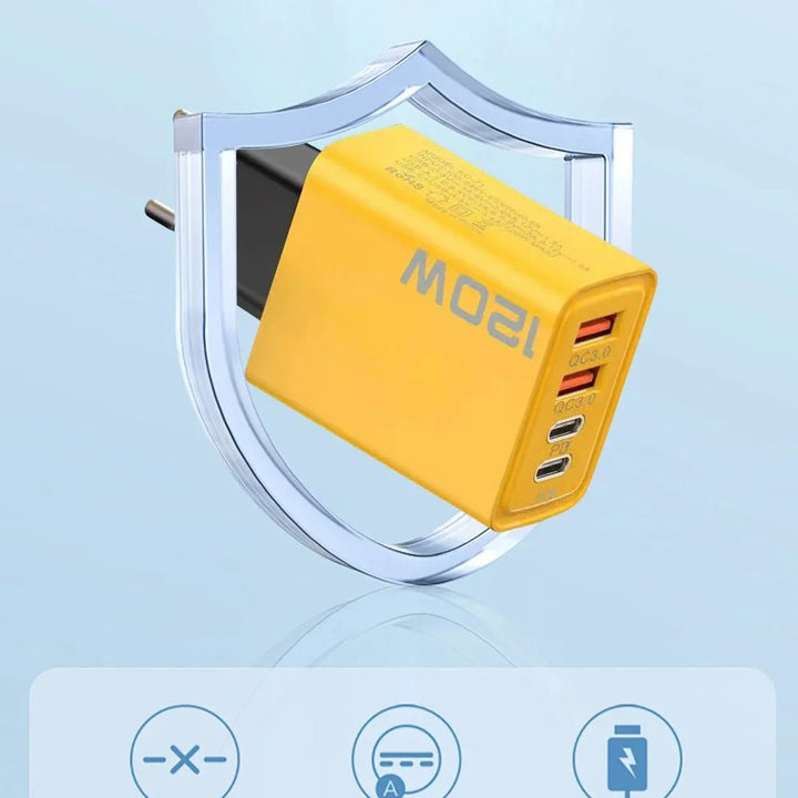 120W Fast Charger – 4-Port USB & Type-C Power Hub for All Devices