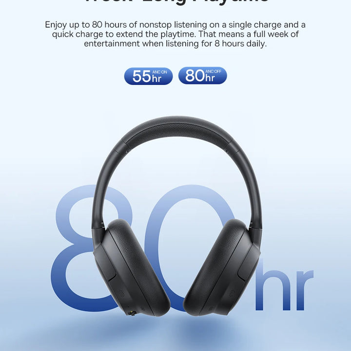 Baseus Bowie H1s Wireless Headphones – Bluetooth 5.4 | 46dB ANC & Hi-Res Audio