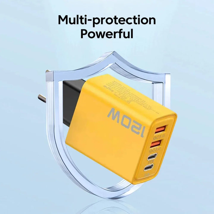 120W Fast Charger – 4-Port USB & Type-C Power Hub for All Devices