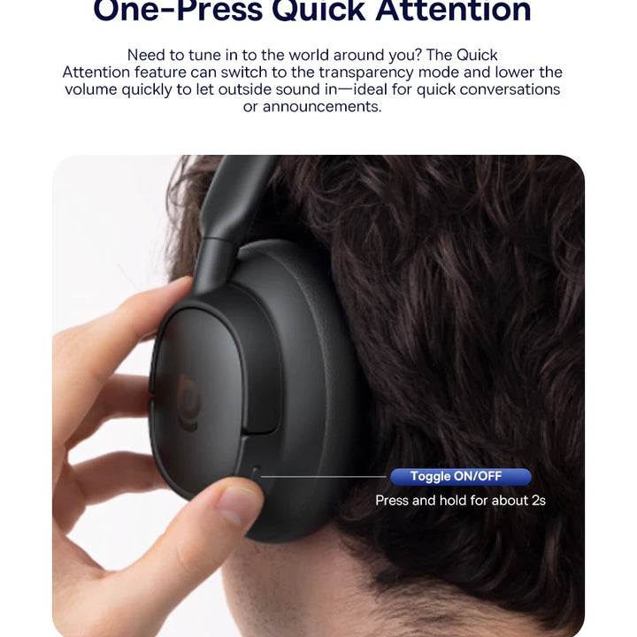 Baseus Bowie H1s Wireless Headphones – Bluetooth 5.4 | 46dB ANC & Hi-Res Audio