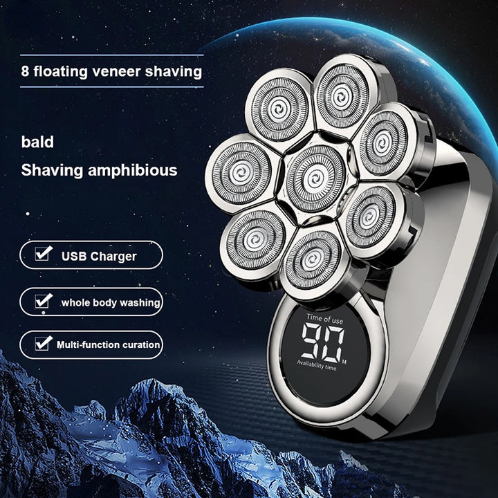 6-in-1 Men's Electric Razor – LED Grooming Kit for Smooth Bald Shaves
