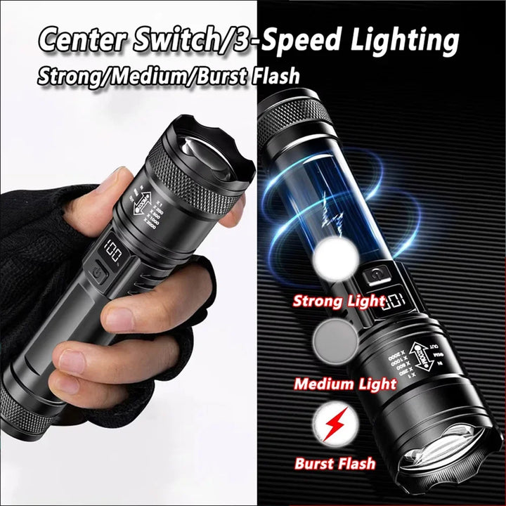 High-Power LED Flashlight – Rechargeable & Ultra Bright for Outdoor Use